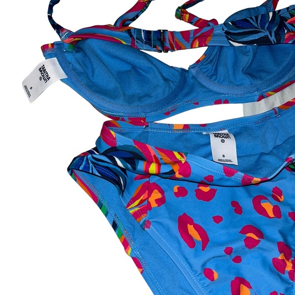 Tabitha Brown Bikini set Women’s Tropical/Leopard Print Blue Size Small S - Picture 3 of 3